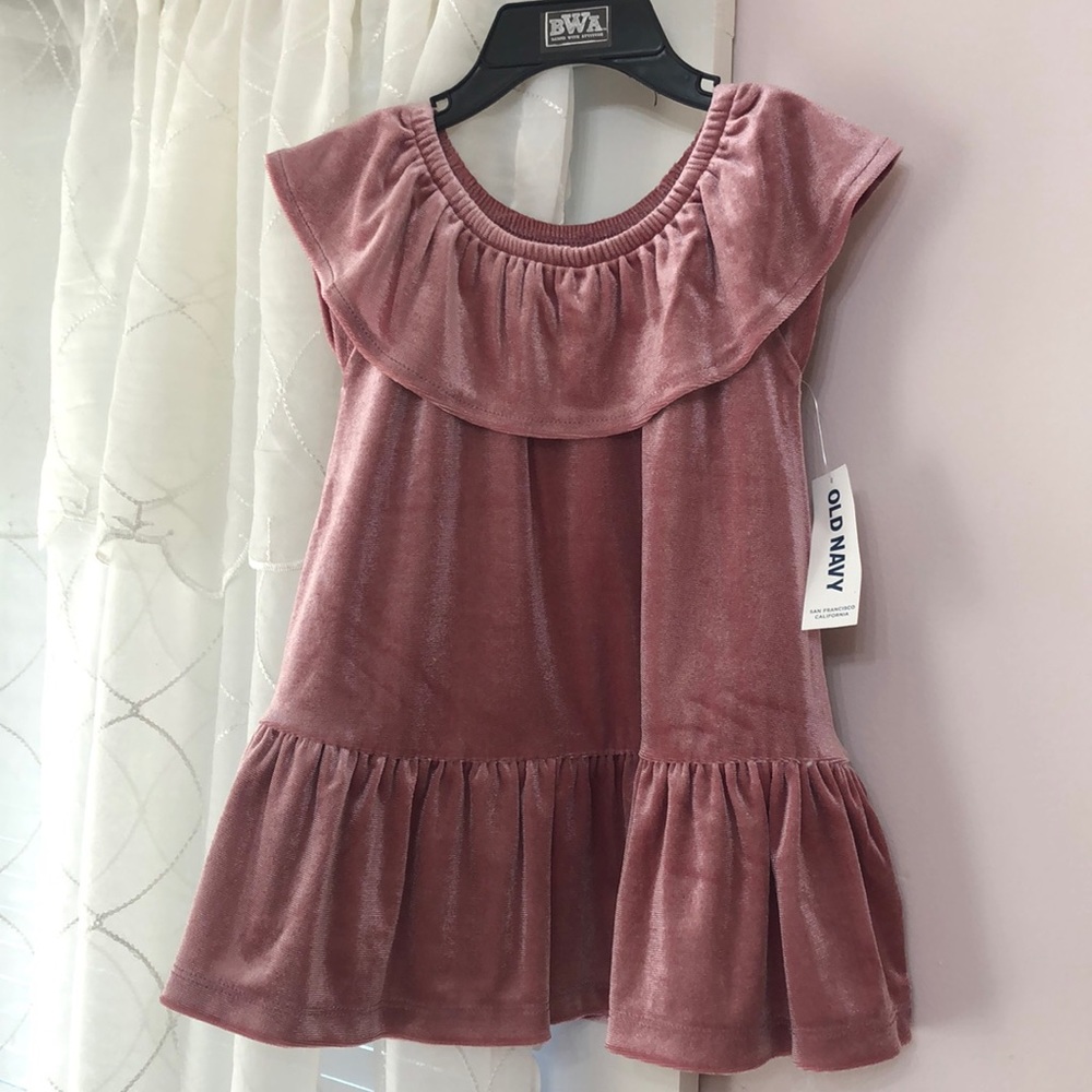 Baby girls old navy NWT velvet pink dress  6-12